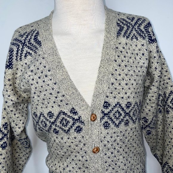 Vintage American Eagle Outfitters Cardigan Nordic Design Men’s Size L Wool Nylon - Picture 3 of 15